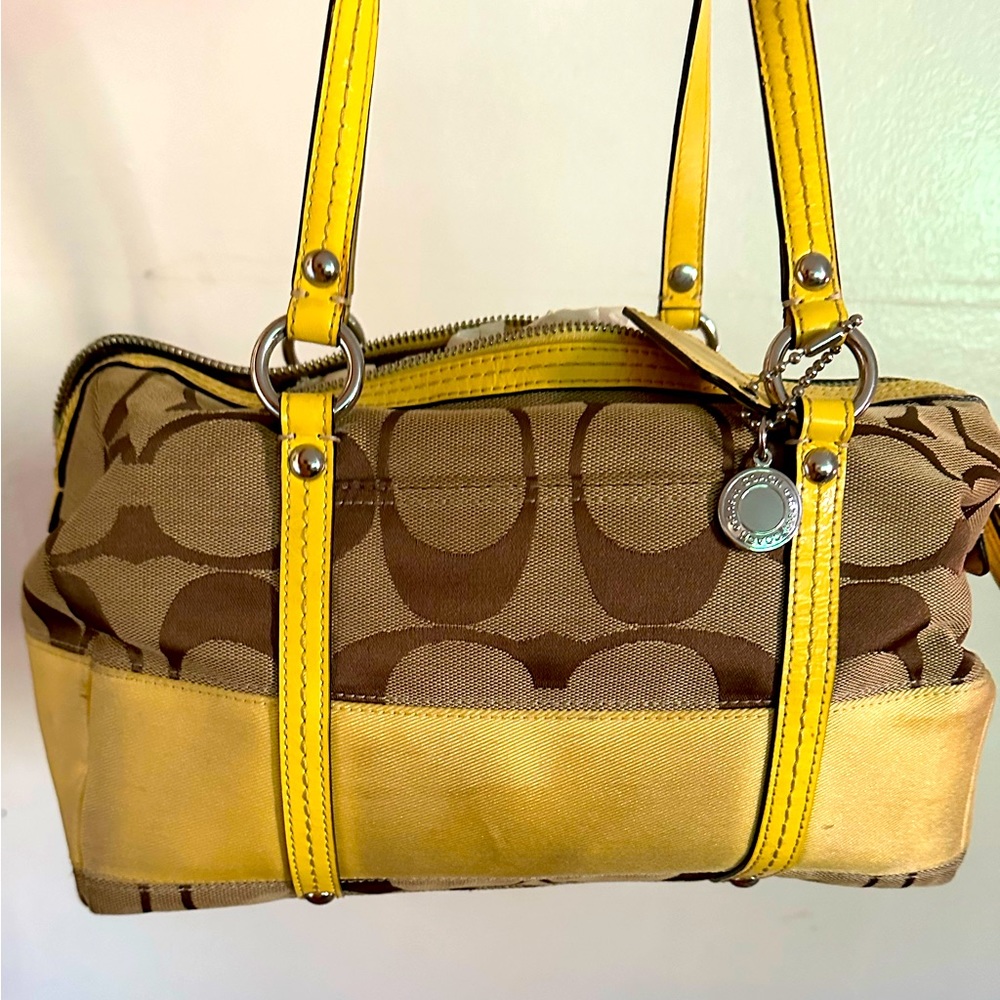 Coach Bags | Coach Signature Khaki Satchel w/ Golden Yellow | Color: Tan/Yellow